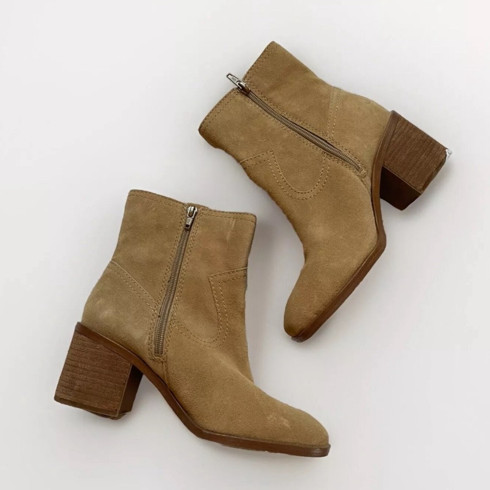 Suede Leather Sand Western Livie Bootie Ankle Boots NWT Size 7.5 - Picture 10 of 10